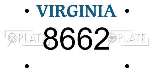 8662 Virginia License Plate