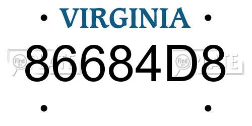86684D8 Virginia License Plate