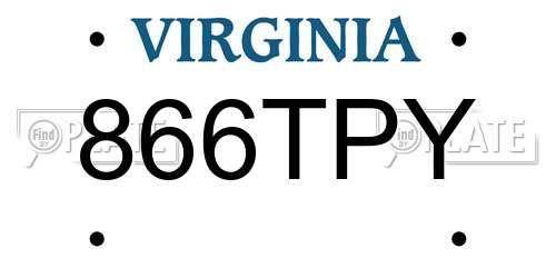 866TPY Virginia License Plate