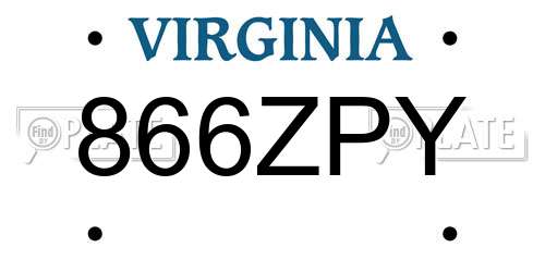 866ZPY Virginia License Plate
