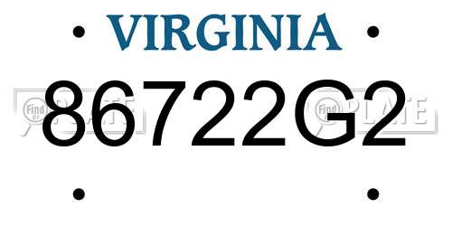86722G2 Virginia License Plate