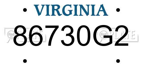 86730G2 Virginia License Plate