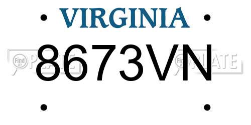 8673VN Virginia License Plate