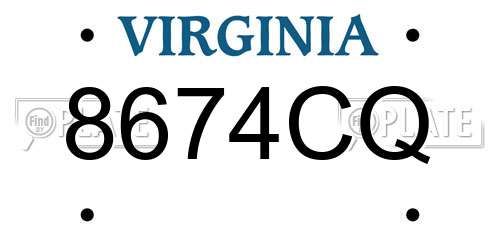 8674CQ Virginia License Plate