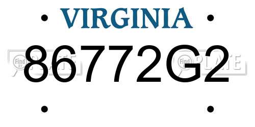 86772G2 Virginia License Plate