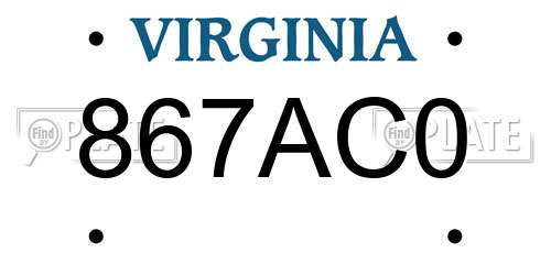 867AC0 Virginia License Plate