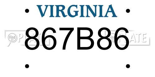 867B86 Virginia License Plate