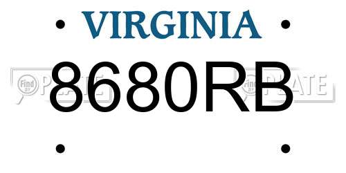8680RB Virginia License Plate
