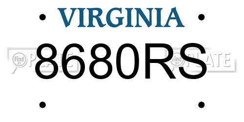 8680RS Virginia License Plate