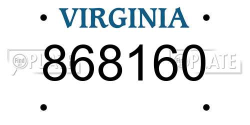 868160 Virginia License Plate