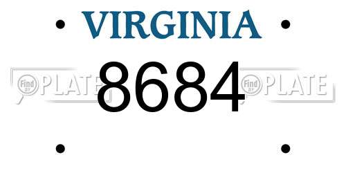 8684 Virginia License Plate