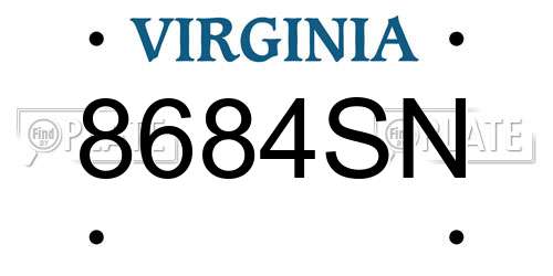 8684SN Virginia License Plate