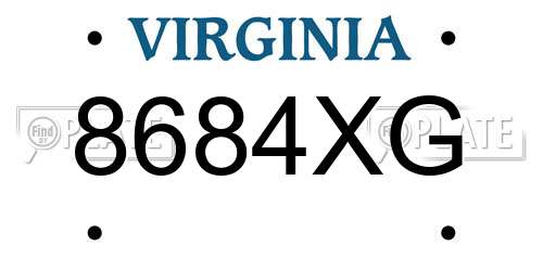 8684XG Virginia License Plate