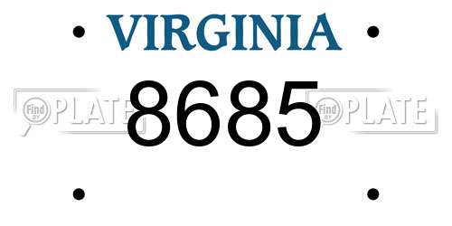 8685 Virginia License Plate