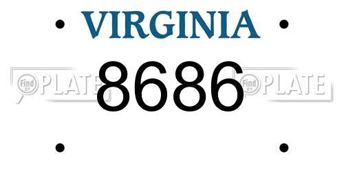 8686 Virginia License Plate