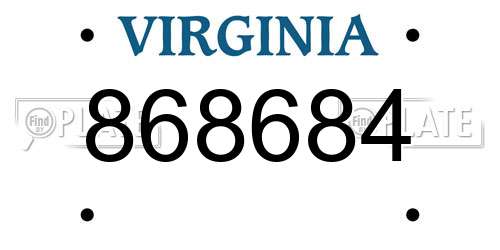 868684 Virginia License Plate