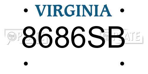 8686SB Virginia License Plate
