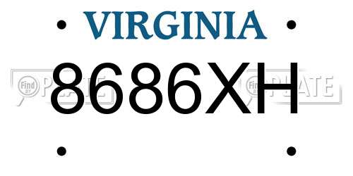 8686XH Virginia License Plate