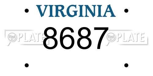 8687 Virginia License Plate