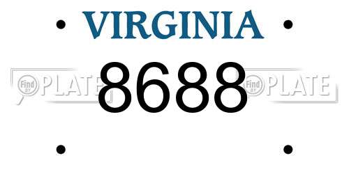 8688 Virginia License Plate
