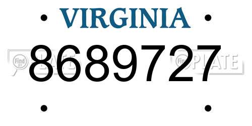 8689727 Virginia License Plate