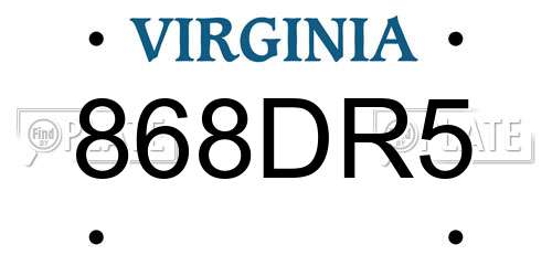 868DR5 Virginia License Plate