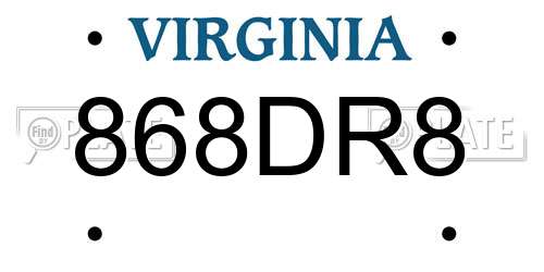 868DR8 Virginia License Plate