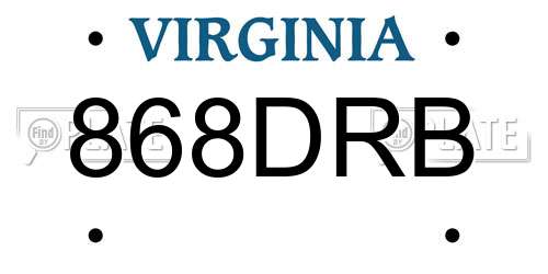 868DRB Virginia License Plate