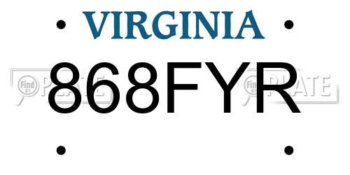 868FYR Virginia License Plate