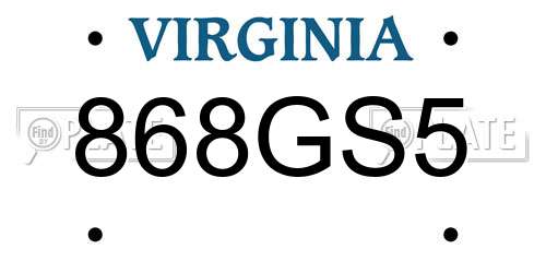 868GS5 Virginia License Plate