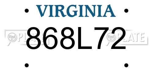 868L72 Virginia License Plate