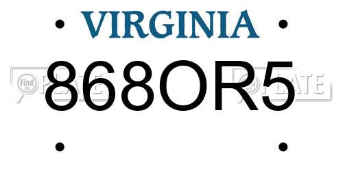 868OR5 Virginia License Plate