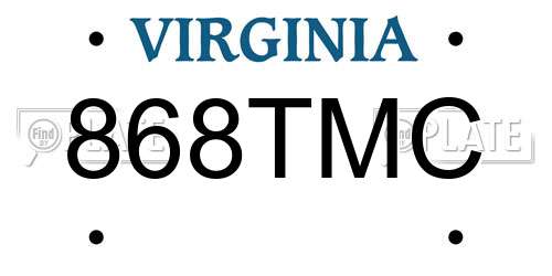 868TMC Virginia License Plate