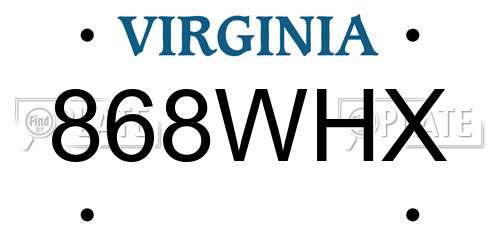 868WHX Virginia License Plate