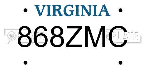 868ZMC Virginia License Plate