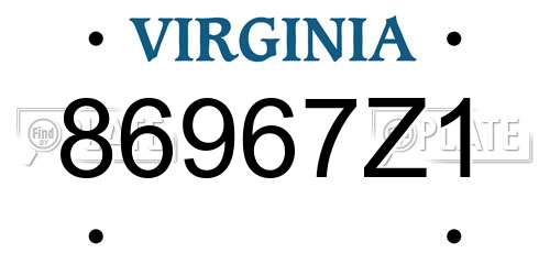 86967Z1 Virginia License Plate