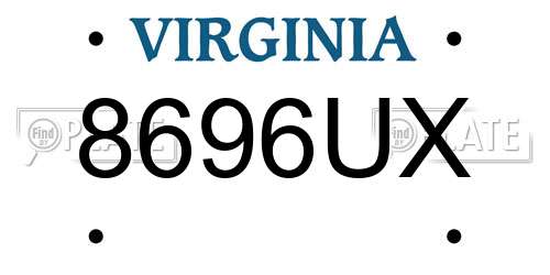 8696UX Virginia License Plate
