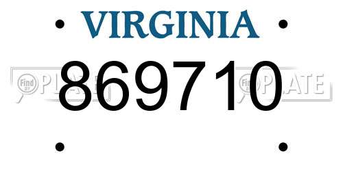 869710 Virginia License Plate