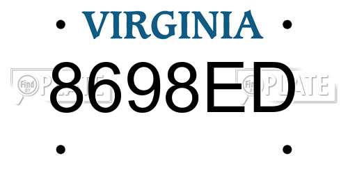 8698ED Virginia License Plate
