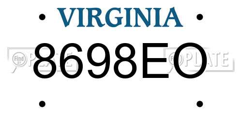 8698EO Virginia License Plate