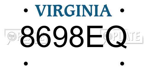8698EQ Virginia License Plate