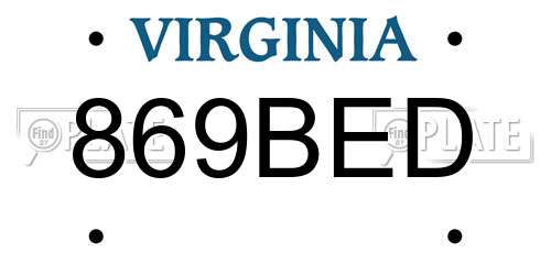 869BED Virginia License Plate