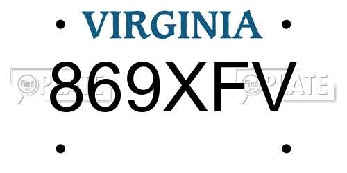 869XFV Virginia License Plate