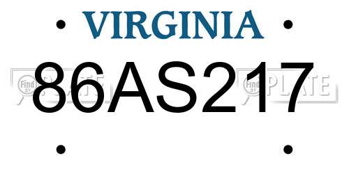 86AS217 Virginia License Plate