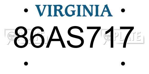86AS717 Virginia License Plate