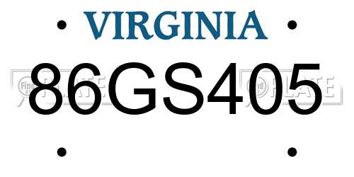 86GS405 Virginia License Plate