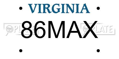 86MAX Virginia License Plate