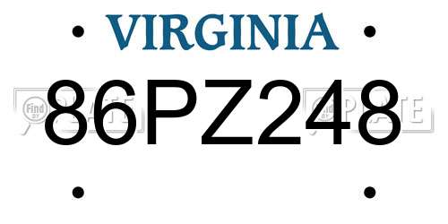 86PZ248 Virginia License Plate