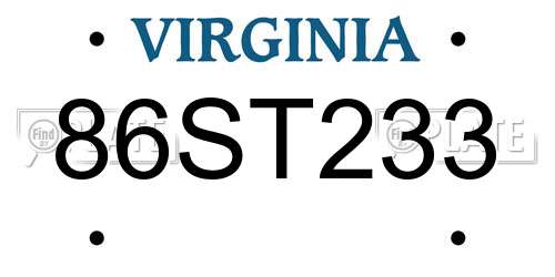 86ST233 Virginia License Plate