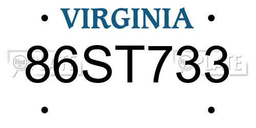 86ST733 Virginia License Plate